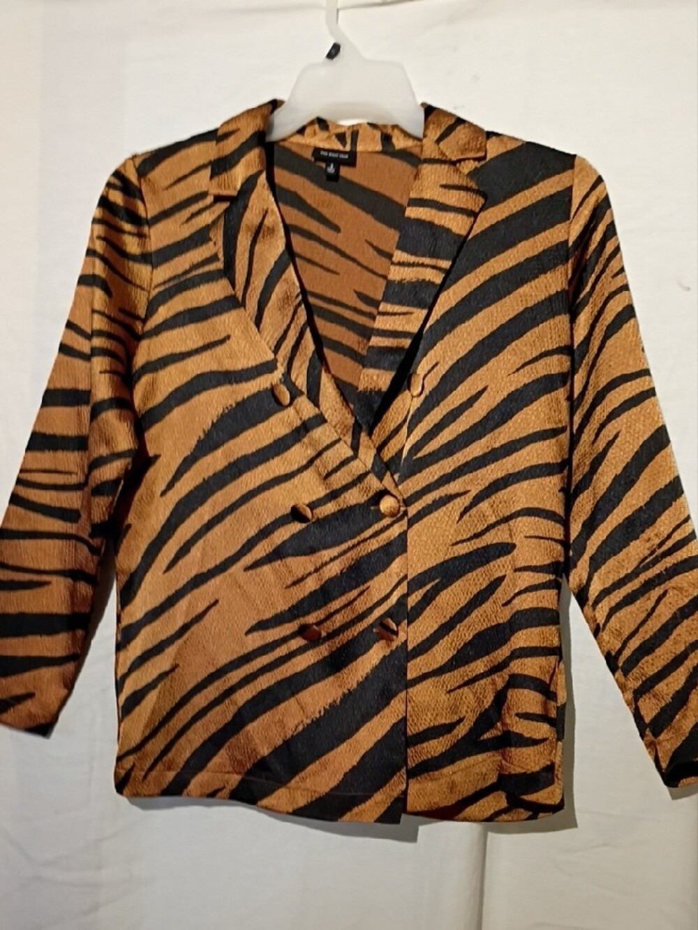 Who What Wear Animal Print Tiger-Stripe Oversized Double Breasted Blazer, Sz 6 - Picture 8 of 11